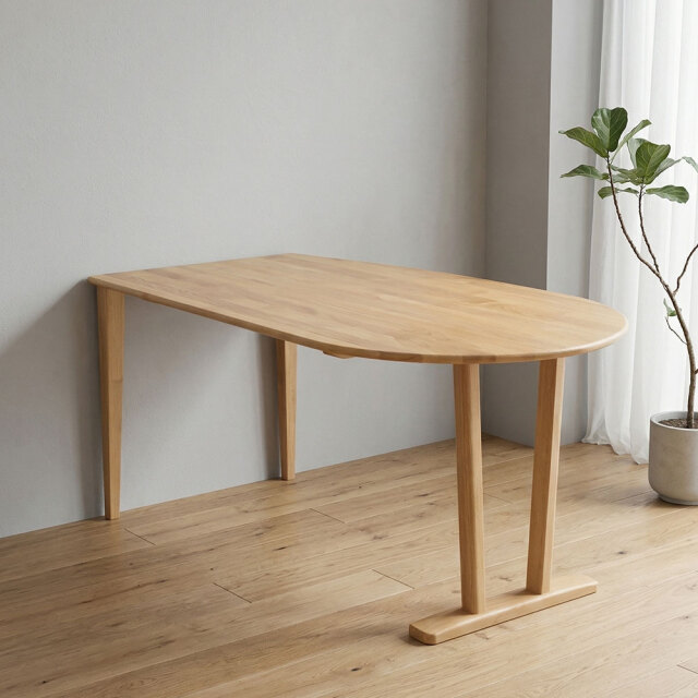 アルダー無垢材 半円型150cm幅ダイニングテーブル OC24A [アウトレット:撮影品]