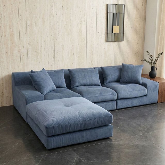 コーデュロイローバックカウチソファ L字ソファ OC3I [アウトレット:撮影品]