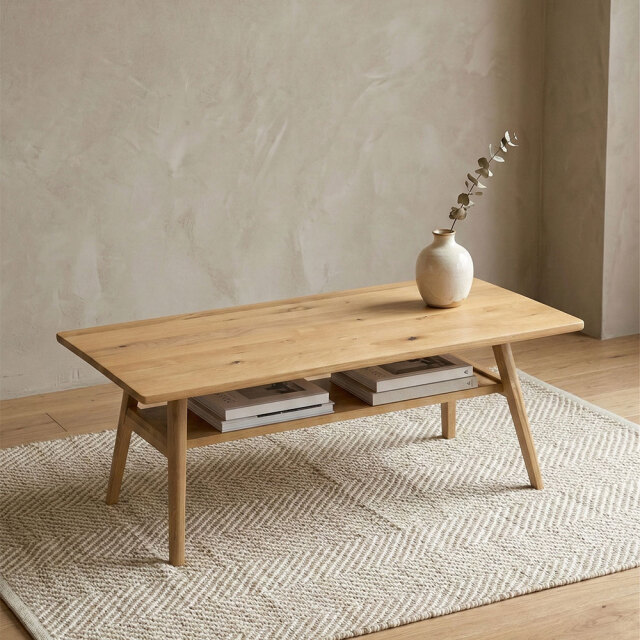 100cm幅オーク無垢材収納付きローテーブル OC4E [アウトレット:撮影品]