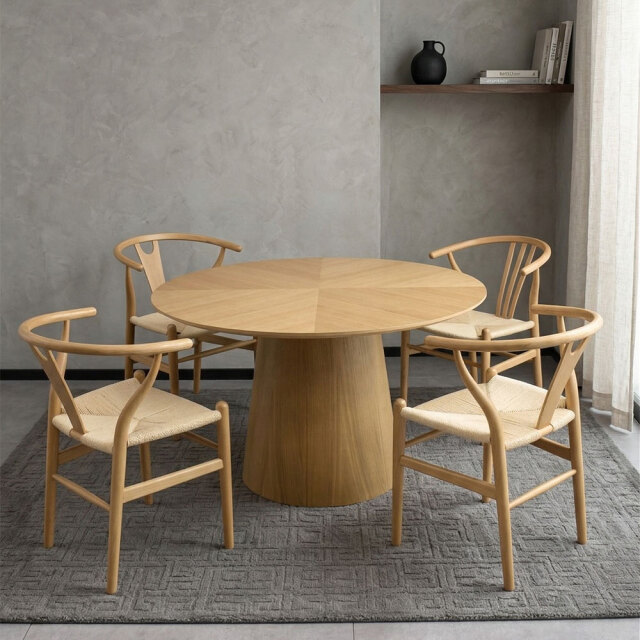 ラウンドダイニングテーブルセット ナチュラル オーク無垢 OD13A [アウトレット:撮影品]