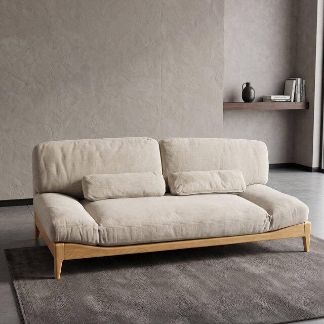 オーク無垢脚 フェザー入り 3人掛けソファ OD13I [アウトレット:撮影品]