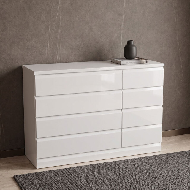 ホワイトチェスト 4段 収納力抜群 120cm幅 OD15K [アウトレット:撮影品]