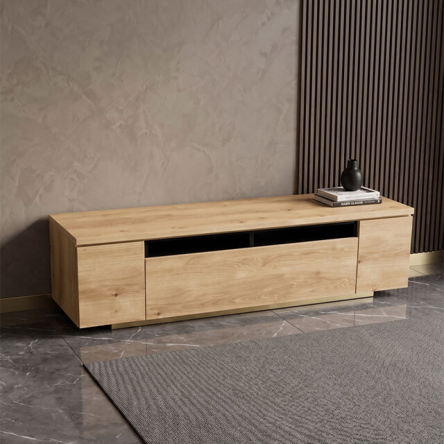 国産完成品 木目調テレビボード 150cm OD15M [アウトレット:傷が多数あります]