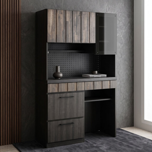 アカシア無垢材 105cm幅 食器棚 キッチンボード OD16A [アウトレット:撮影品]