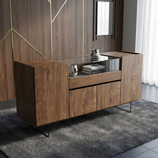 アルダー無垢材150cm幅国産半完成品サイドボード 収納 OD20D [アウトレット:小キズ]