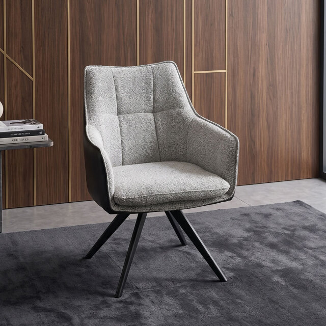 ファブリック×合皮 回転式ダイニングチェア グレー×ブラック OD20M [アウトレット:撮影品]