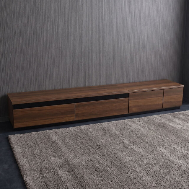 国産 完成品 ウォールナット調プリント化粧板 テレビボード 幅240cm ローボード OD27B [アウトレット:擦り傷があります]