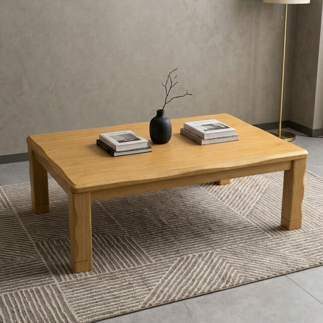 ハロゲンヒーター付きローテーブル オーク無垢材120×80cm