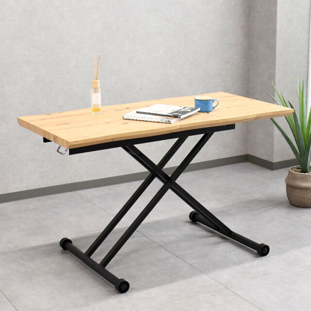 新品アウトレット】 一枚板風昇降式テーブル 120cm幅 OJ16F mobler