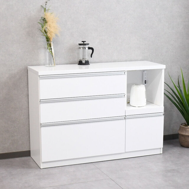 艶有りの120cm幅完成品キッチンカウンター 収納 OD15J [アウトレット