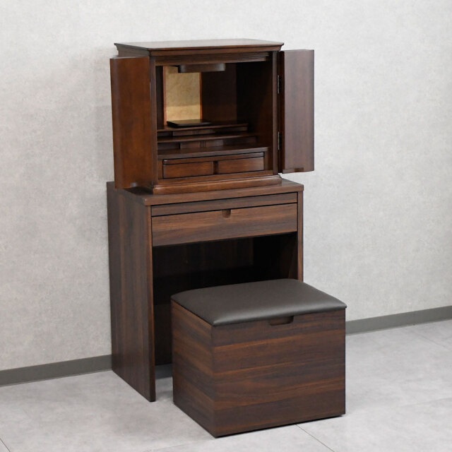 【新品アウトレット】仏壇&仏壇台3点セット LED照明 スツール付き OJ27F