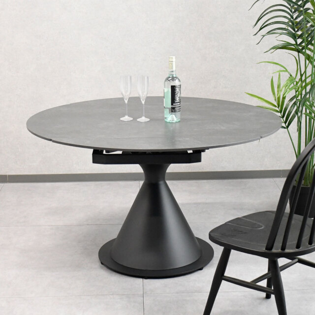 開梱設置付き】セラミック伸長式丸形ダイニングテーブル 120 mobler