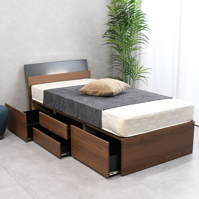 【新品アウトレット】タンスいらずのベッド！？大容量収納シングルベッド チェストベッド OJ6B