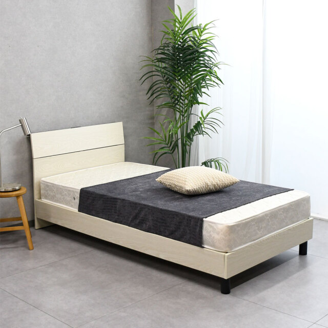 新品アウトレット】シングルベッド すのこ コンセント付き フレーム