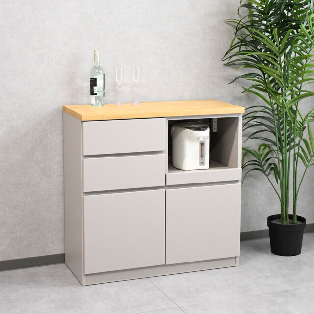 【新品アウトレット】完成品オーク突板90cm幅キッチンカウンター キッチン収納 OK25C