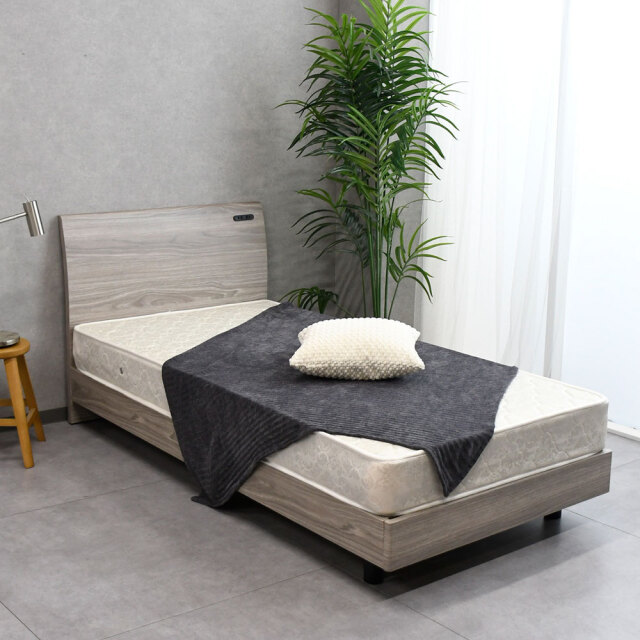 【新品アウトレット】シングルベッド すのこ コンセント付き フレームのみ OK25D