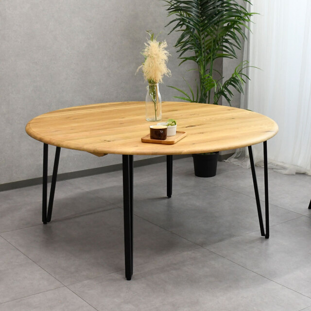 【新品アウトレット】 オーク無垢材超大型150cm幅丸形ダイニングテーブル 円形 OK5F