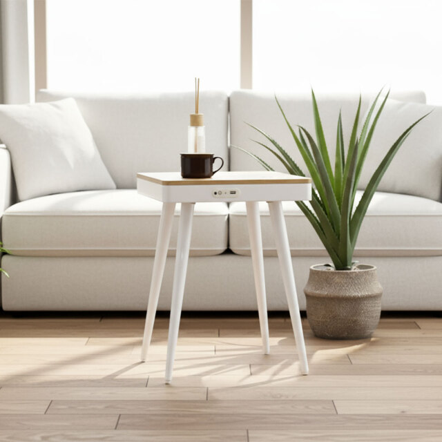 【新品アウトレット】 ワイヤレス充電機能付きスマートサイドテーブル OK6A