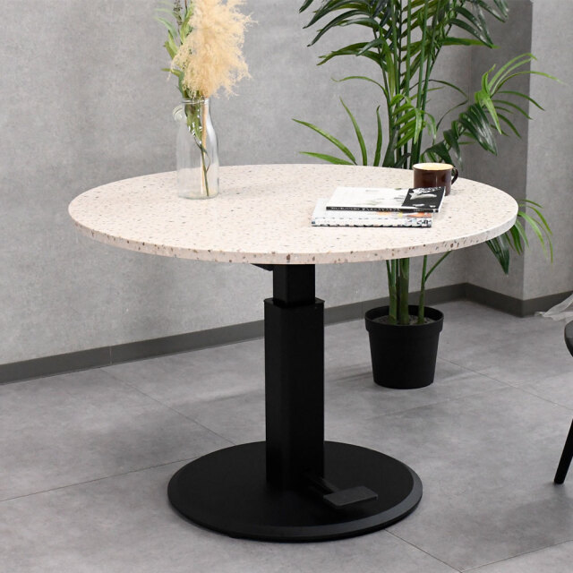 【新品アウトレット】 テラゾー柄100cm幅昇降式テーブル OK6L