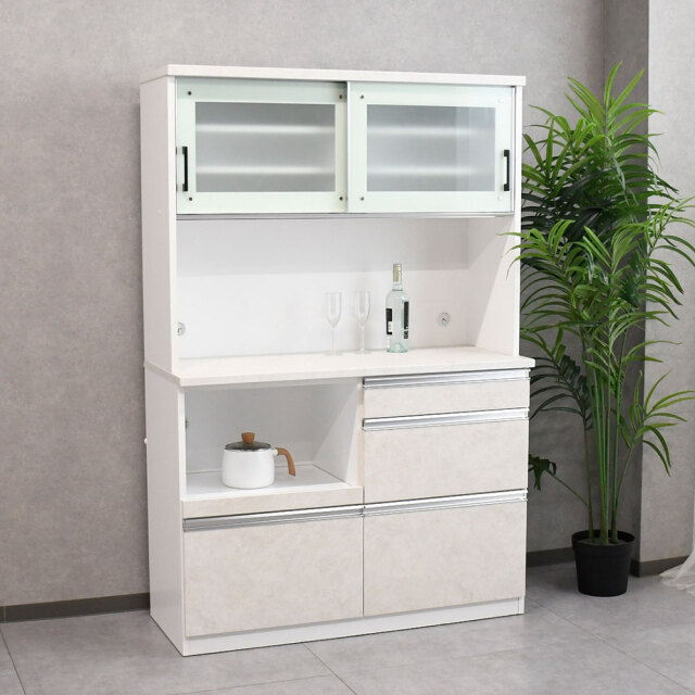 【新品アウトレット】120cm幅食器棚 キッチンボード 収納 完成品 OL11C