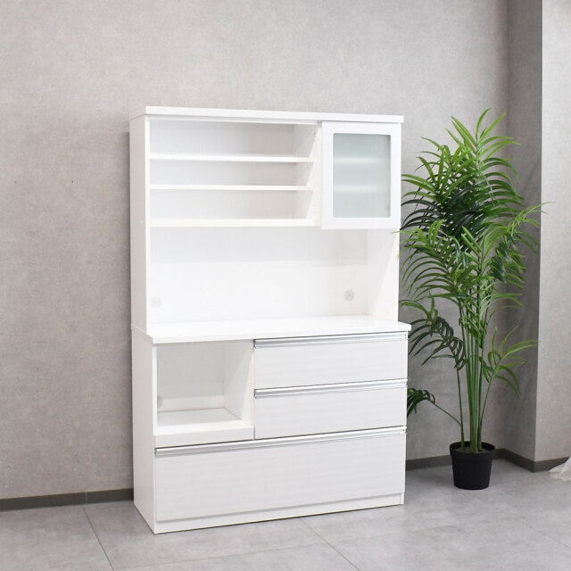 【新品アウトレット】120cm幅食器棚 キッチンボード 収納 完成品 OL11B