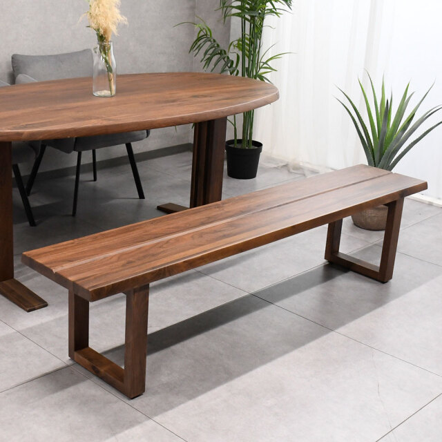 【新品アウトレット】180cm幅ウォールナット無垢材ダイニングベンチ 腰掛け OL16D