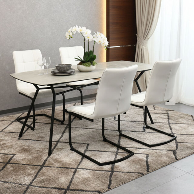 【新品アウトレット】セラミック170cm幅ダイニングテーブルセット カンティレバーチェア 5点セット ダイニングセット OL1C