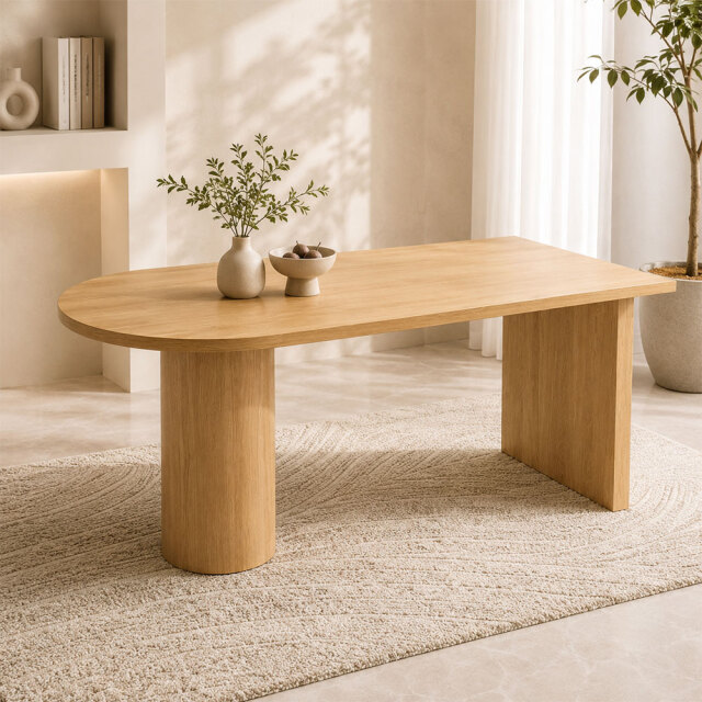 オーク突板165cm幅楕円形ダイニングテーブル PH19F [アウトレット:撮影品]