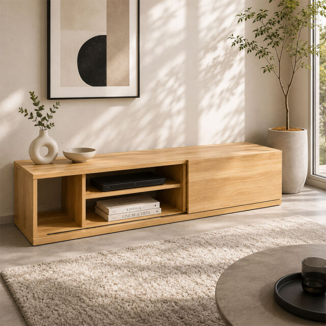 国産完成品 オーク材調 テレビボード 幅180cm テレビ台 PH24F [アウトレット:撮影品]