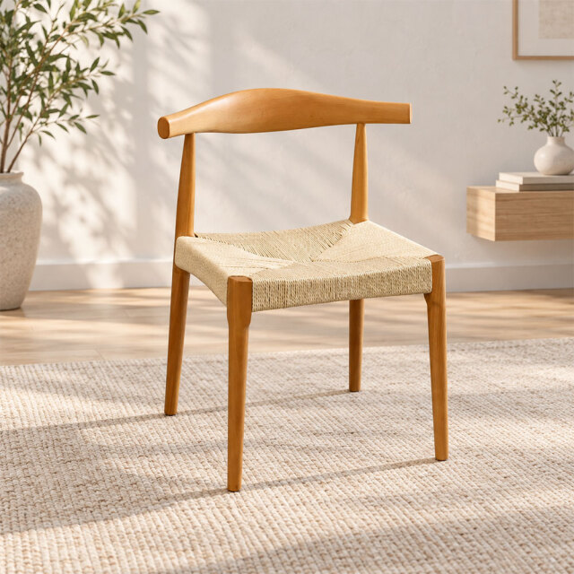 ビーチ無垢材 ペーパーコード座面 ダイニングチェア ナチュラル PJ5K [アウトレット:傷があります。]