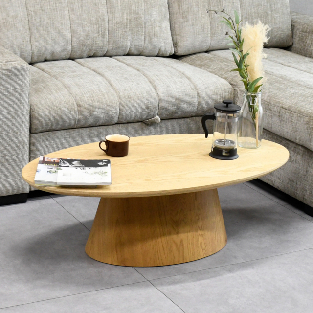 楕円形リビングテーブル センターテーブル オーク突板 110cm