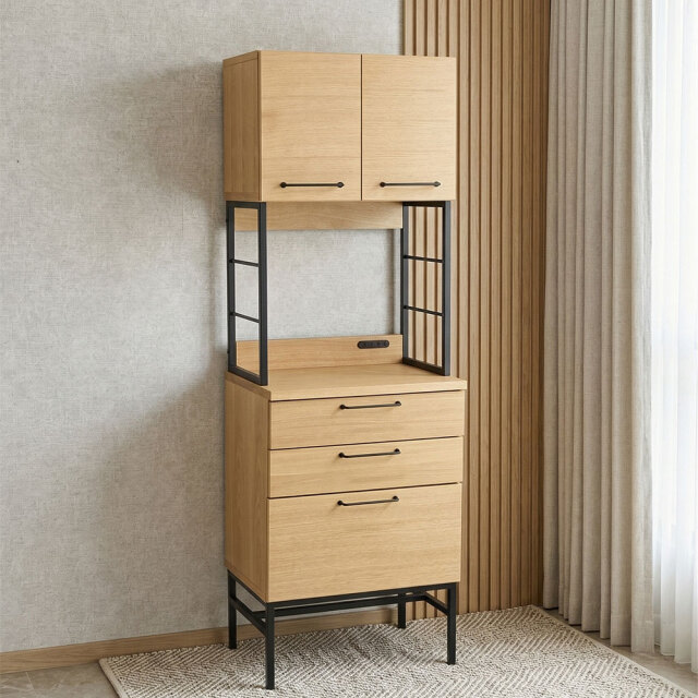 木製キッチン収納キャビネット 幅60 奥行45 高さ180cm