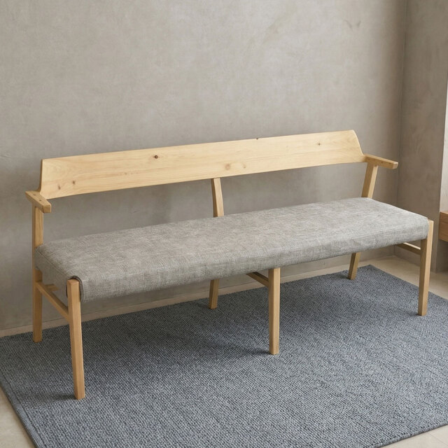 ひのき無垢材ベンチ テーブルに引っ掛けられる