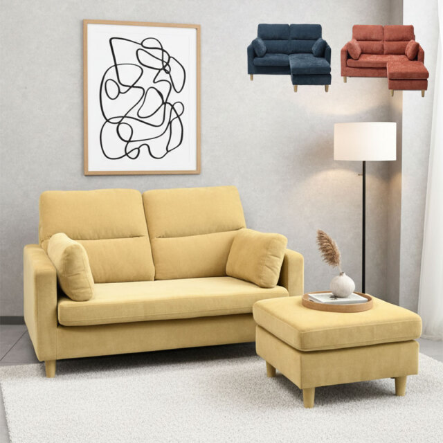 新品アウトレット】上質なファブリック羽毛入り極上の座りカウチソファ