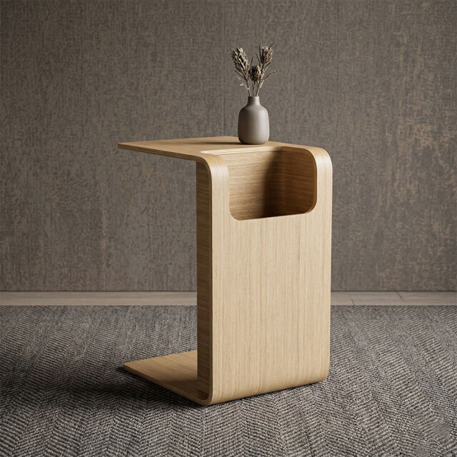 オーク材 コの字型サイドテーブル