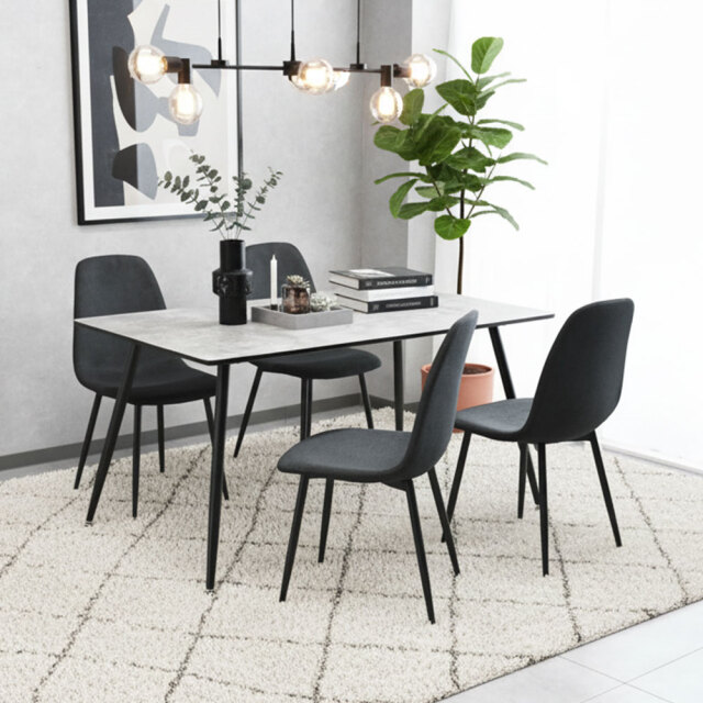 ダイニングテーブル140cm幅セット5点 4人 モルタルデザイン 