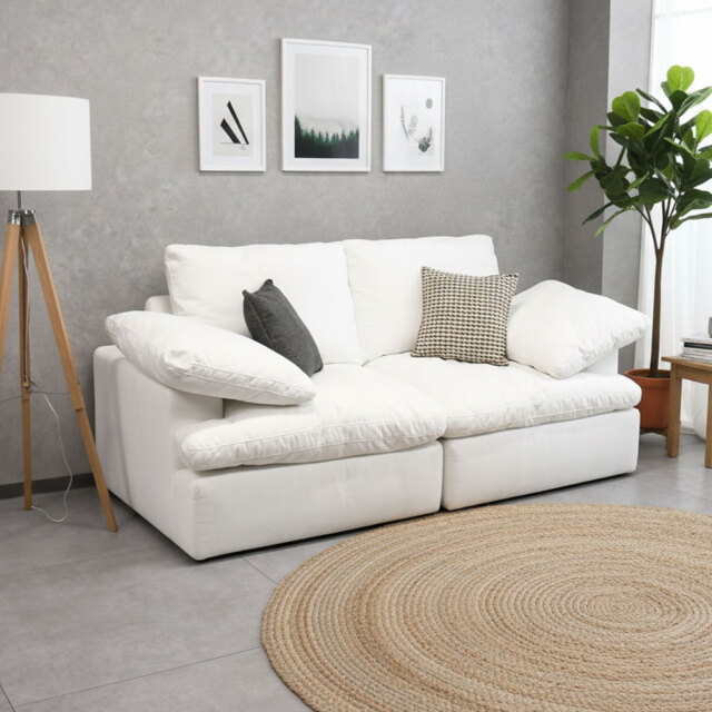 撥水加工生地 フェザーふわふわの3人掛けソファ 3人用 ハイバック