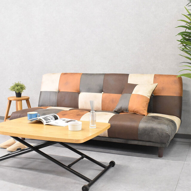 ソファーベッド 3人掛け 片肘 レザーファブリック 3人用 おしゃれ 北欧