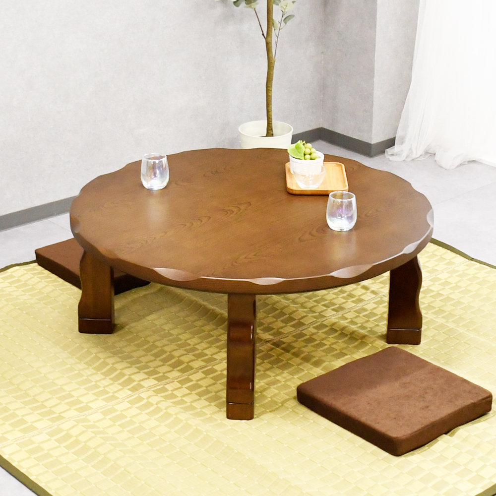 天然木・折れ脚こたつ〔円形直径100cm〕 ぼん家具のおしゃれな