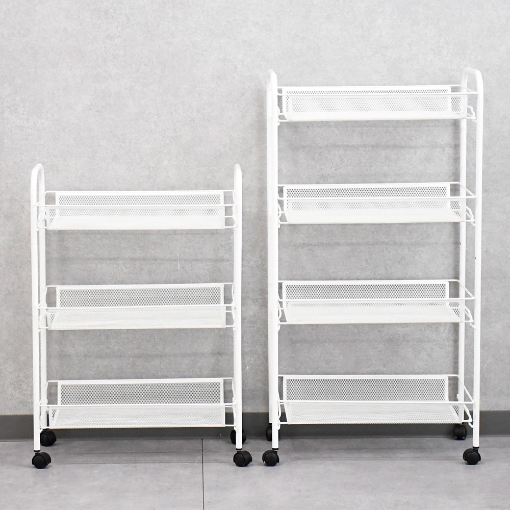 3段と4段 キャスター付きメッシュワゴン