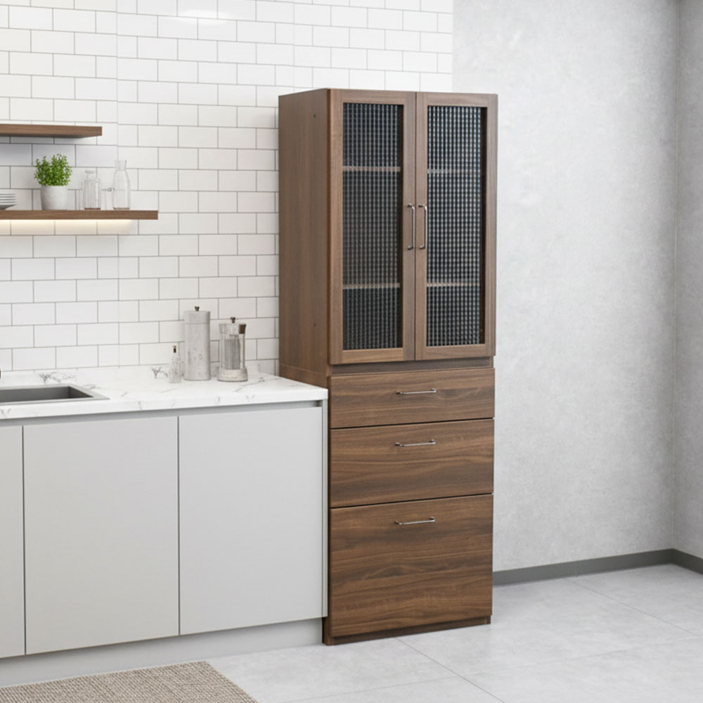 【新品アウトレット】国産半完成品60cm幅キッチン収納 食器棚 OA14C