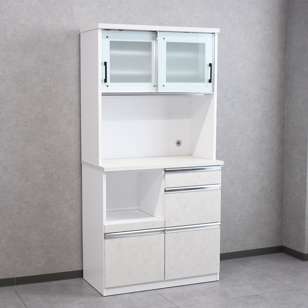 【新品アウトレット】90cm幅半完成品食器棚キッチン収納 OA14H