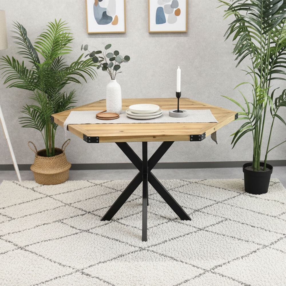 古木北欧ヴィンテージスタイル パイン古木115cm幅ダイニングテーブル 6人