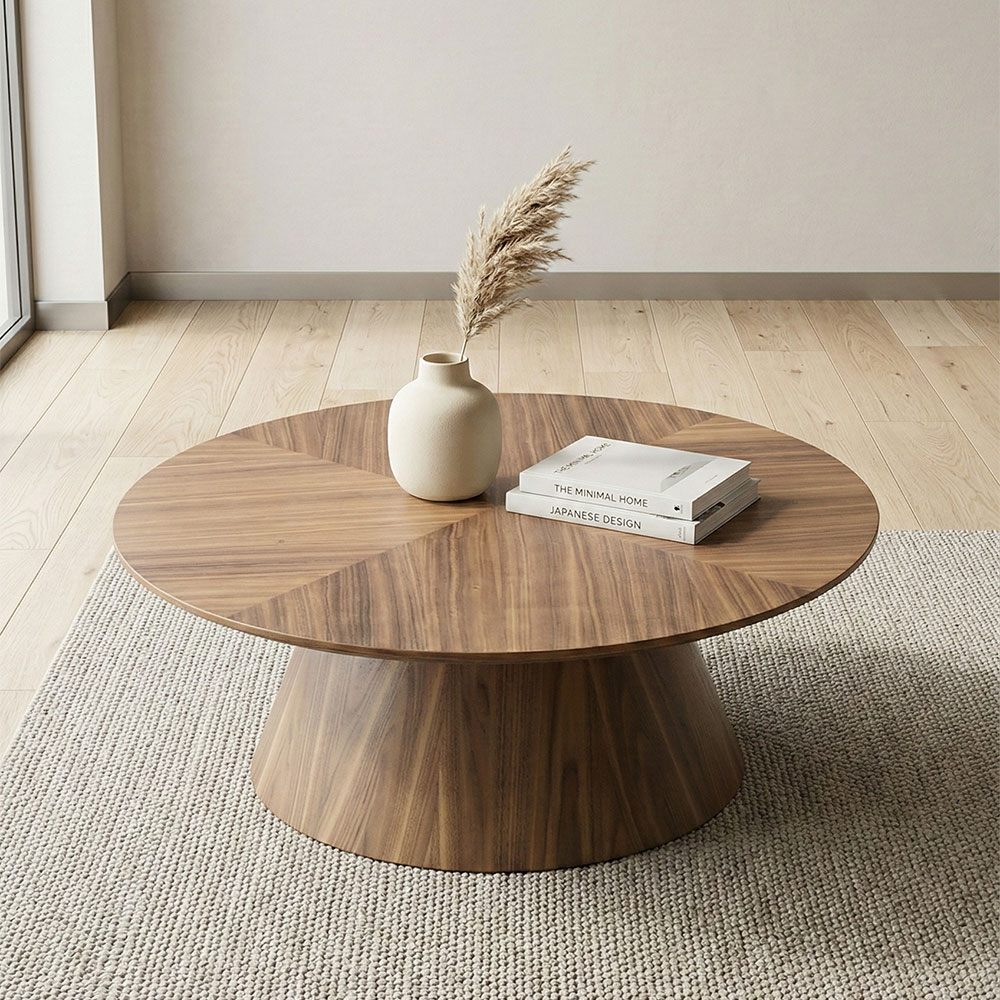 ウォールナット突板90cm幅円形ローテーブル 丸型 mobler