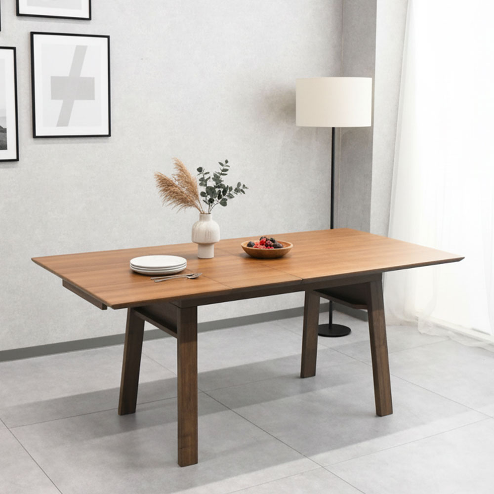 ウォールナット突板130 160cm幅 伸長式ダイニングテーブル シギヤマ ボリス OB3E [アウトレット:脚に小キズがあります]