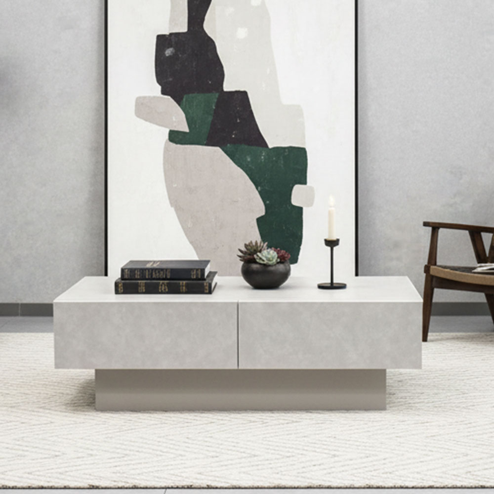 国産完成品モルタルデザイン105cm幅ローテーブル OB9C[アウトレット:引き出しの締りが若干悪い]