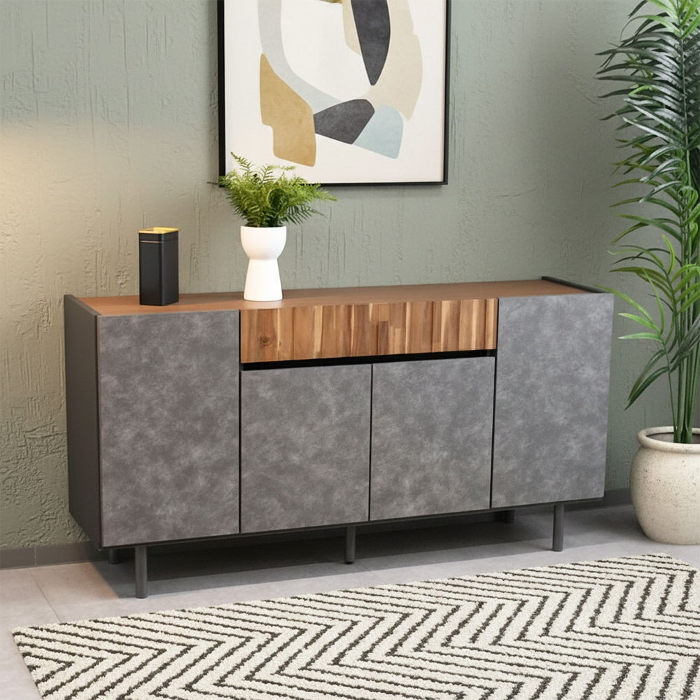 アカシア無垢150cm幅国産半完成品サイドボード 収納