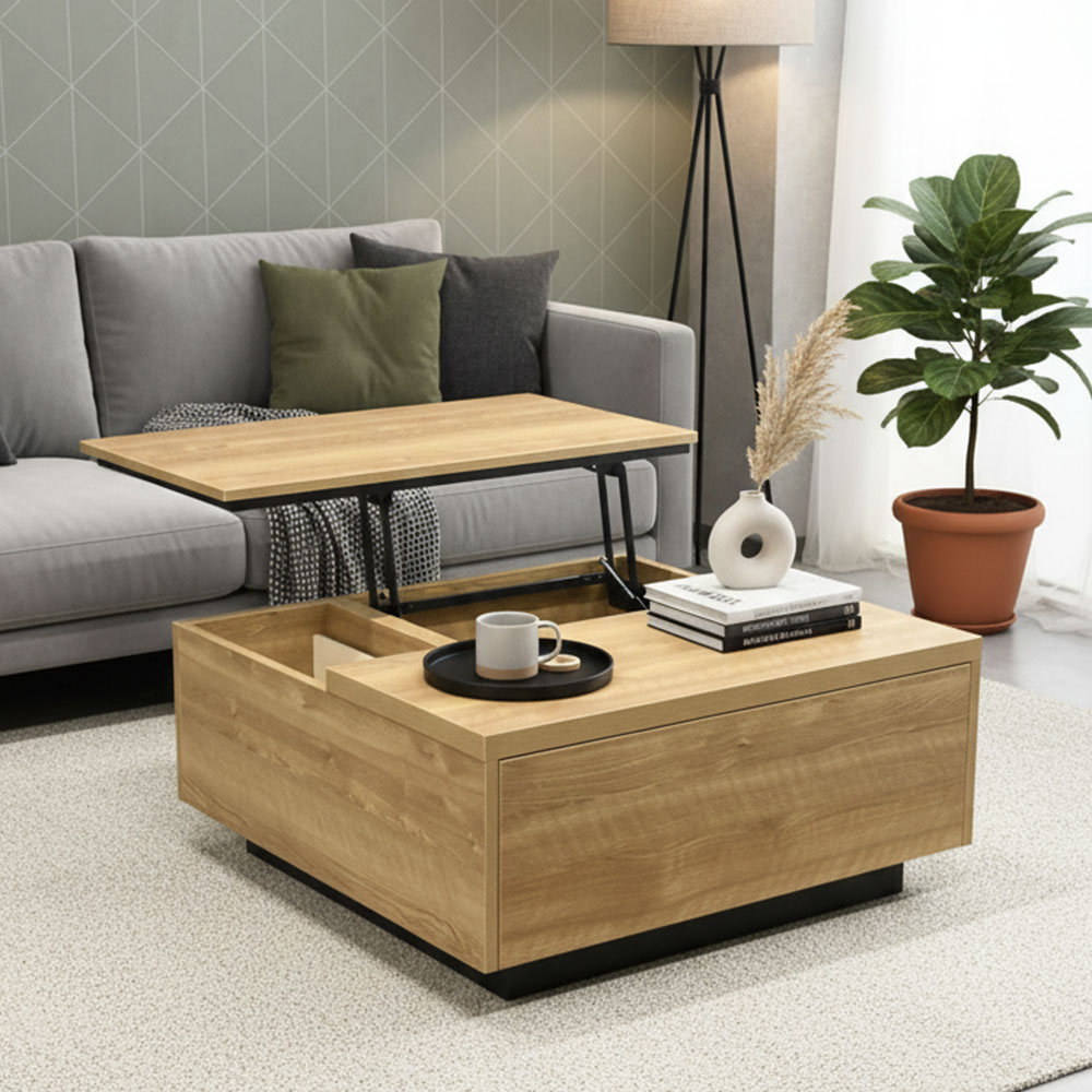 昇降式90cm幅ローテーブル OB18H [アウトレット:傷汚れ、プリントの