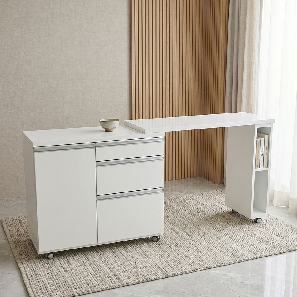 伸長式キッチンカウンター ホワイト OC24I [アウトレット:底面に8cmの割れ]