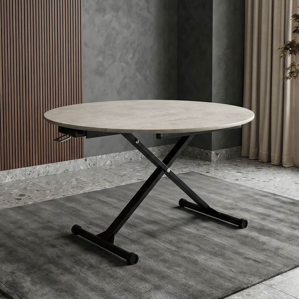 3way昇降式テーブル 長方形 半円 丸形のおしゃれなリフトアップテーブル OD17F [アウトレット:撮影品]